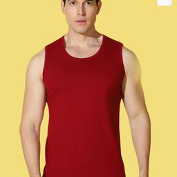 WOOSTRO Pack Of 2 Printed Combed Cotton Gym Vests VWS26(MORE WHITE)(PLAIN MAROON)-image-87