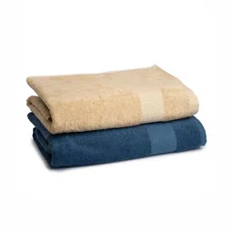 Himeya Blue & Beige 2 Pieces Bamboo Cotton 400 GSM Bath Towels-picture-15