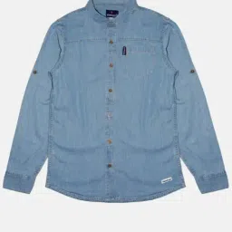Kiddopanti Kids Light Blue Solid Full Sleeves Shirt-image-28