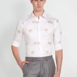 Arrow New York White Cotton Slim Fit Printed Shirt-picture-3