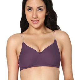IN CARE Purple Cotton T-Shirt Bra-image-5