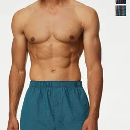 Marks & Spencer Pack Of 3 Checked Pure-Cotton Boxers VAN: T143931-image-27