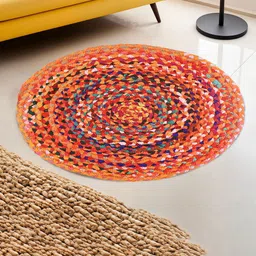Kuber Industries Orange & Blue Handwoven Jute Doormats-27