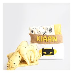 Yellow Doodle Doodle Stars Printed Organic Bedding Gift Basket - Yellow-image-81