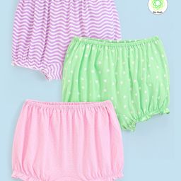 Honeyhap Premium 100% Cotton Bloomers with Bio Finish Floral Print Pack of 3 - Pink White & Mint-image-96