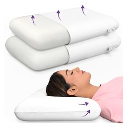 MYARMOR Orthopedic Memory Foam King & Queen Size Pillows Pack Of 2 - White-12