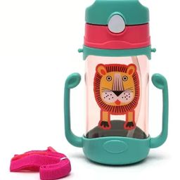 Chinmay Kids Baby Soft Straw Feeding Sipper with Twin Handle Anti Spill Flip Top Water Bottle Green - 400 ml-image-25