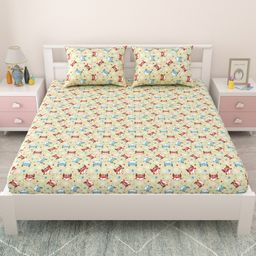 Coo Coo Mafatlal  144 TC Cotton Double Cartoon Bedsheet (Pack of 1, Beige)-17