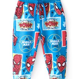 Babyhug Marvel Cotton Looper Knit Full Length Lounge Pant with Spiderman Print - Blue-image-64