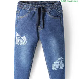 Babyoye Denim Woven Full Length Vehicles Printed Jeans - Navy Blue-picture-7