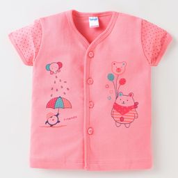 Tango Interlock Knit Half Sleeves Jhabla with Animal Print - Pink-image-74
