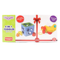 Giggles Pull Along Shape Sorting Cube & Aeroplane Toy - Multicolour image 2