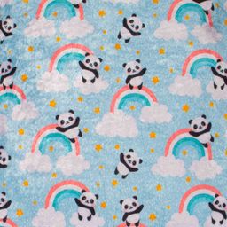 Mittenbooty Mosquito net bedding medium in shining velvet fabric and sparkle net in Panda print- Blue image 2