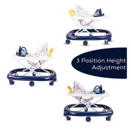 Baybee Bizzy Round Activity Walker with Adjustable Height and Musical Toy Bar - Blue image 2