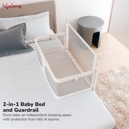 Lifelong Cuppy 2 in 1 Bed Rail for Safety with Side Partition Portable & Height Adjustable Bed Rail & Fence Crib Cot Safety Guardrail Ideal for All Bed Sizes - White image 2