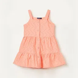 Juniors by Lifestyle Girls Schiffli Tiered Square Neck Knee Length A-Line Dress-picture-23