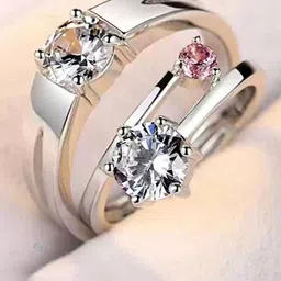 kazare Set Of 2 Artificial Stone-Studded Couple Finger Rings-37