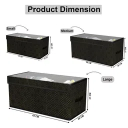 Kuber Industries Black & Beige 3 Pieces Printed Storage Box Organisers With Lid image 2