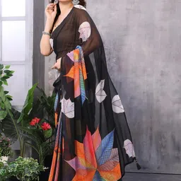 GAVUBAA Black Pure Georgette Sarees-picture-13