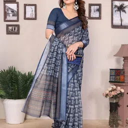 vj fashion Zari Linen Blend Saree-picture-50