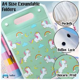 FunBlast Unicorn Theme File Folder with Button Lock and Handle  Pack of 1, Random Color image 4