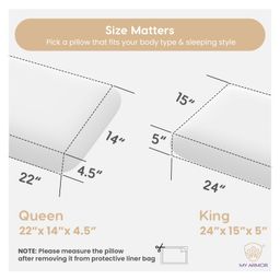 MYARMOR Orthopedic Memory Foam King & Queen Size Pillows Pack Of 2 - White image 5