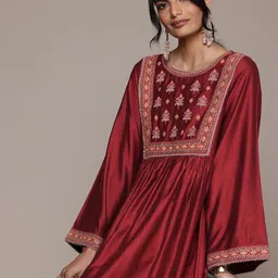 aarke Ritu Kumar Ethnic Motifs Embroidered A-Line Dress-image-79