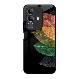 QRIOH Unisex Colorful Leaves Real Glass Vivo T4x 5G Back Case Mobile Accessories-6