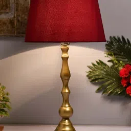 Homesake Golden Teardrop Brushed Lamp with Red Shade (Bulb Included) - Set of 1-19