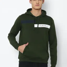 Men Olive Hooded Neck Full Sleeves Casual Sweatshirt-picture-10