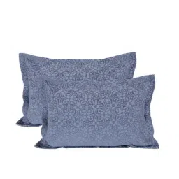 Maspar Fretwork Blue Viscose 260 TC Pillow Covers - Set of 2-image-4