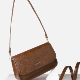 Van Heusen Brown Textured Free Size Sling Handbag-25
