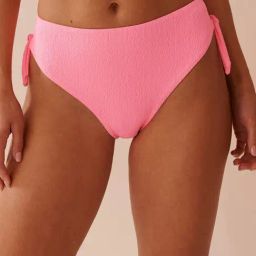 La Vie En Rose Fizzy Pink Polyester Solid Bikini Bottom-picture-13