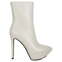 Rag & Co Women's Off White Stiletto Booties-image-83