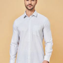 Peregrine by Pantaloons Bone White Cotton Slim Fit Shirt-image-49