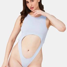 Secrets By ZeroKaata Mild Blue Plain Swim Bodysuit-picture-18