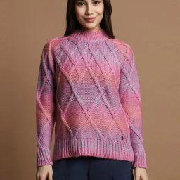 Allen Solly Pink Crochet Pattern Sweater-picture-26