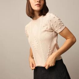 Only Beige Cotton Self Design Top-image-72