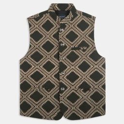 CHARCHIT Boys Dark Green Cotton Blend Printed Nehru Jacket-picture-39