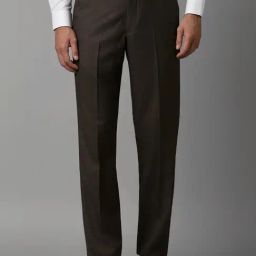Louis Philippe Brown Regular Fit Self Pattern Trousers-picture-29