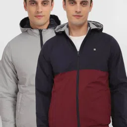 Allen Solly Navy Regular Fit Colour Block Reversible Jacket image 1