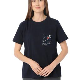Smarty Pants Navy Blue Cotton Night Top-image-29
