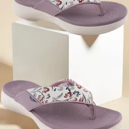 Red Tape Women's Berry & White Flip Flops image 1