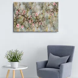999store Green & Pink Flowers And Tree Morden Art Framed Canvas Painting-43