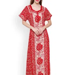 Secret Wish Red & Off White Printed Nighty-image-7