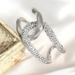 Sohi Metallic Silver Opposta Cuff Bracelet for Women-31