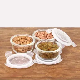 Femora Borosilicate Glass Microwave Safe Round Mini Container with Air Vent Lid (240 ml) - Set of 3-13