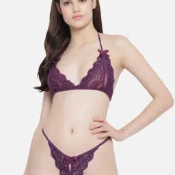 Secrets By ZeroKaata Purple Lace Bra & Panty Set-image-72