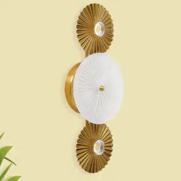 Kapoor E Illuminations 'Porto' White & Golden Metal Led Wall Light - Set of 1-8