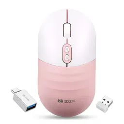 Zoook Jaguar Wireless Optical Mouse with Type C Converter (White Pink)-30
